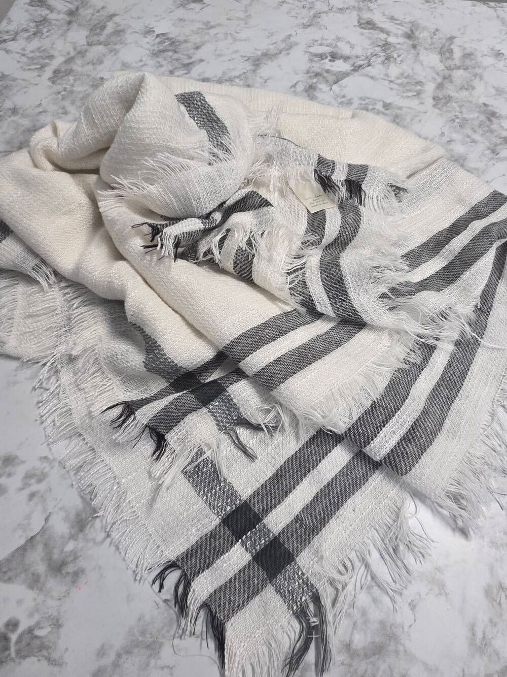 White and Black Rivet Scarf